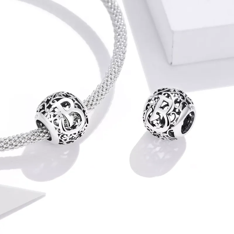 (bild till) Pandora Stil Berlock Openwork Flower Letter B - Scc1444-B - View 4