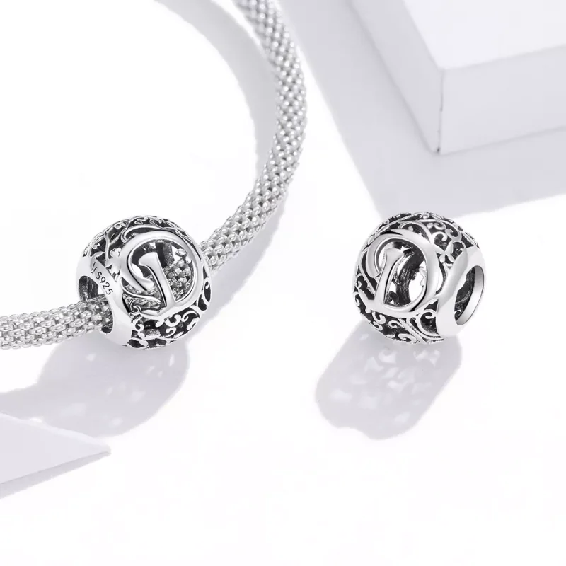 (bild till) Pandora Stil Berlock Openwork Flower Letter D - Scc1444-D - View 4