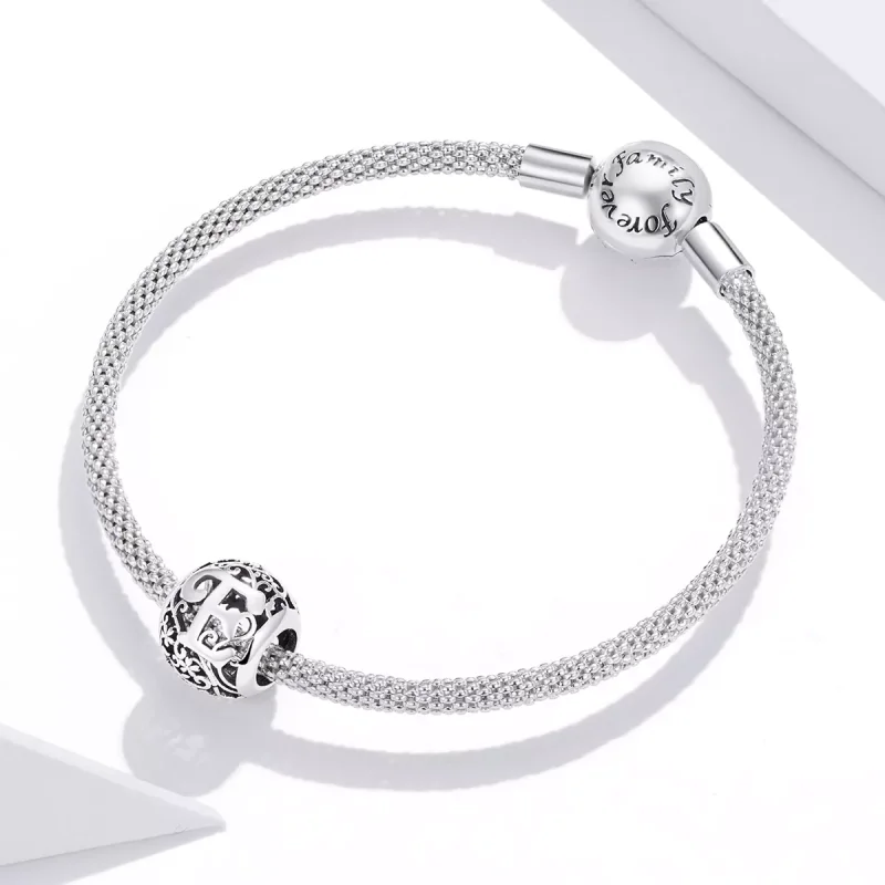 (bild till) Pandora Stil Berlock Openwork Flower Letter E - Scc1444-E - View 3