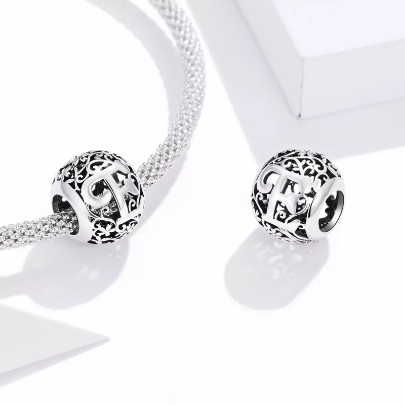 (bild till) Pandora Stil Berlock Openwork Flower Letter E - Scc1444-E - View 4