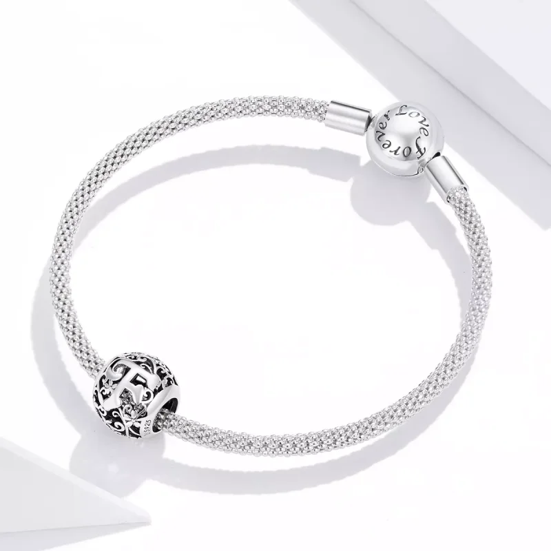 (bild till) Pandora Stil Berlock Openwork Flower Letter F - Scc1444-F - View 3