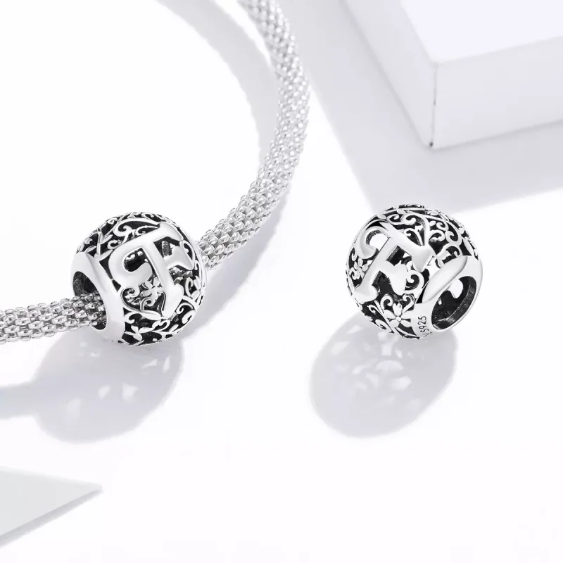 (bild till) Pandora Stil Berlock Openwork Flower Letter F - Scc1444-F - View 4