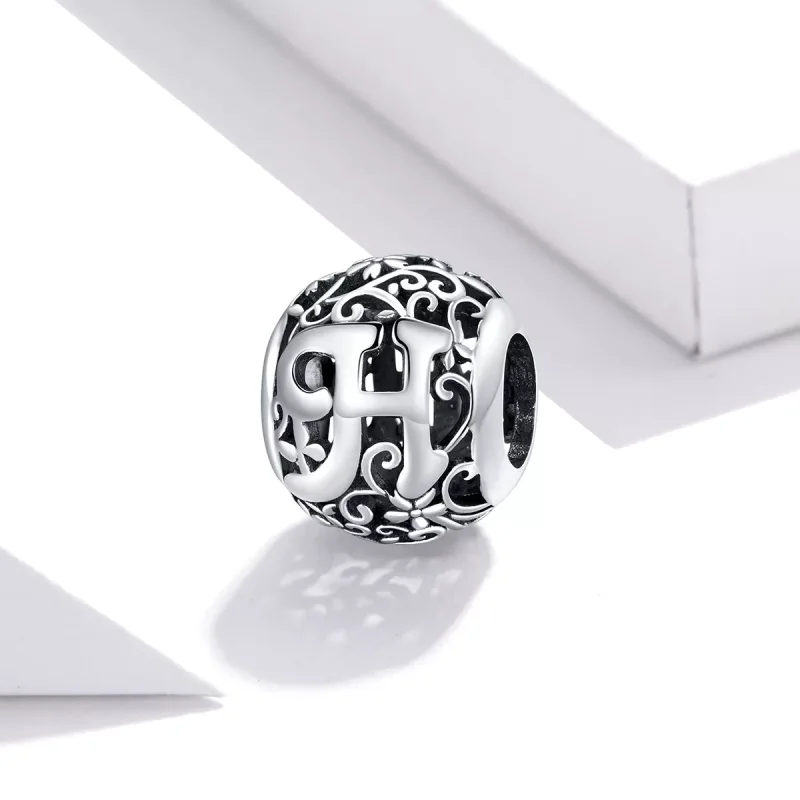 (bild till) Pandora Stil Berlock Openwork Flower Letter H - Scc1444-H - View 2