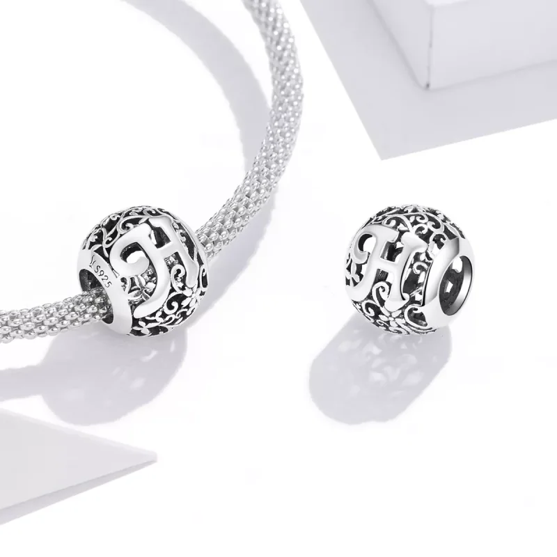 (bild till) Pandora Stil Berlock Openwork Flower Letter H - Scc1444-H - View 4