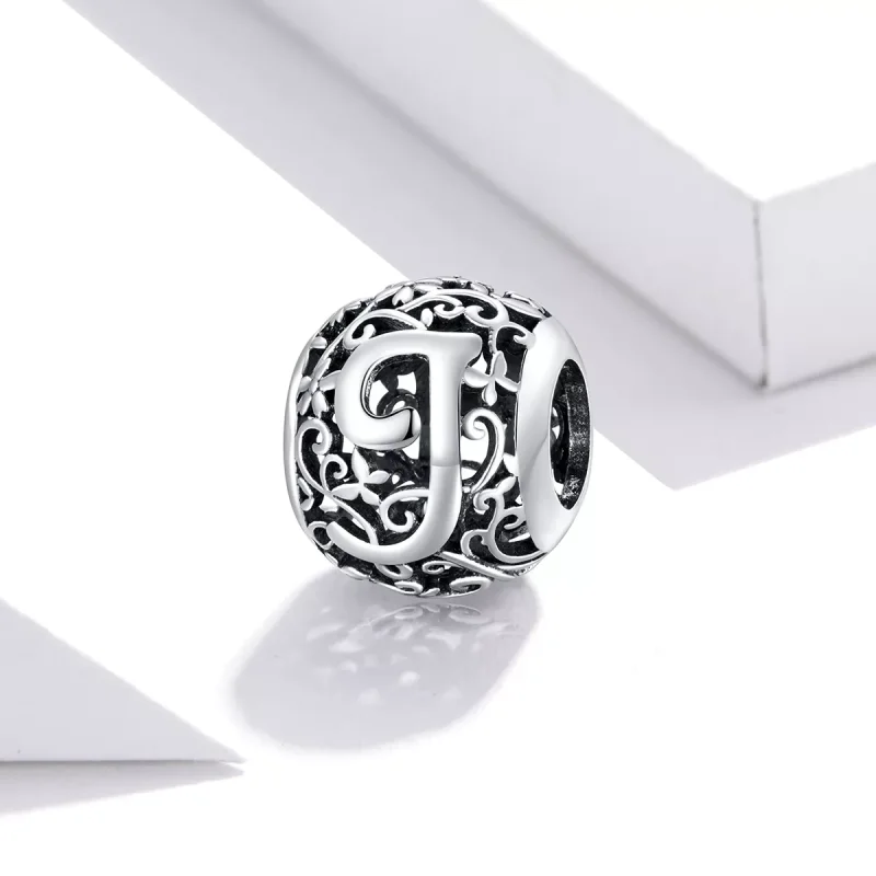 (bild till) Pandora Stil Berlock Openwork Flower Letter J - Scc1444-J - View 2
