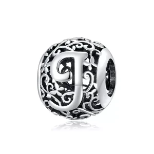 (bild till) Pandora Stil Berlock Openwork Flower Letter J - Scc1444-J