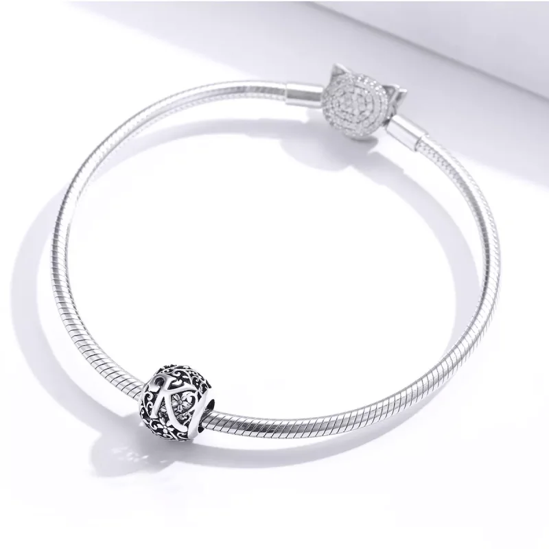 (bild till) Pandora Stil Berlock Openwork Flower Letter K - Scc1444-K - View 3