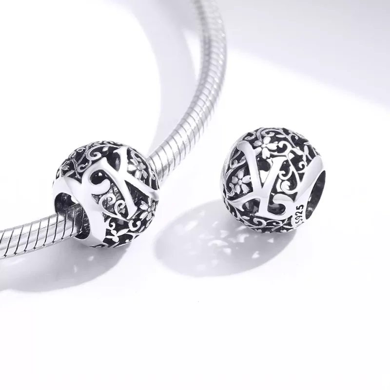 (bild till) Pandora Stil Berlock Openwork Flower Letter K - Scc1444-K - View 4