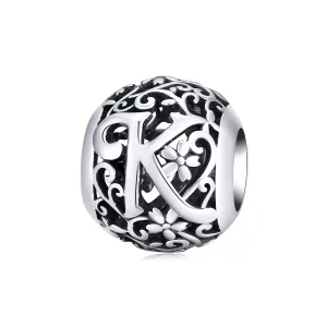 (bild till) Pandora Stil Berlock Openwork Flower Letter K - Scc1444-K
