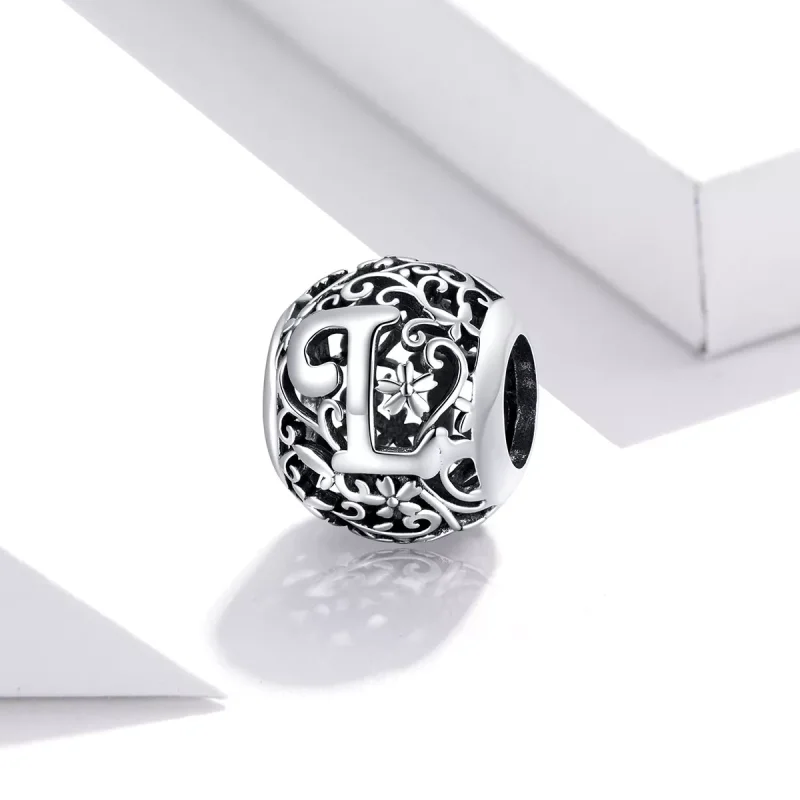 (bild till) Pandora Stil Berlock Openwork Flower Letter L - Scc1444-L - View 2