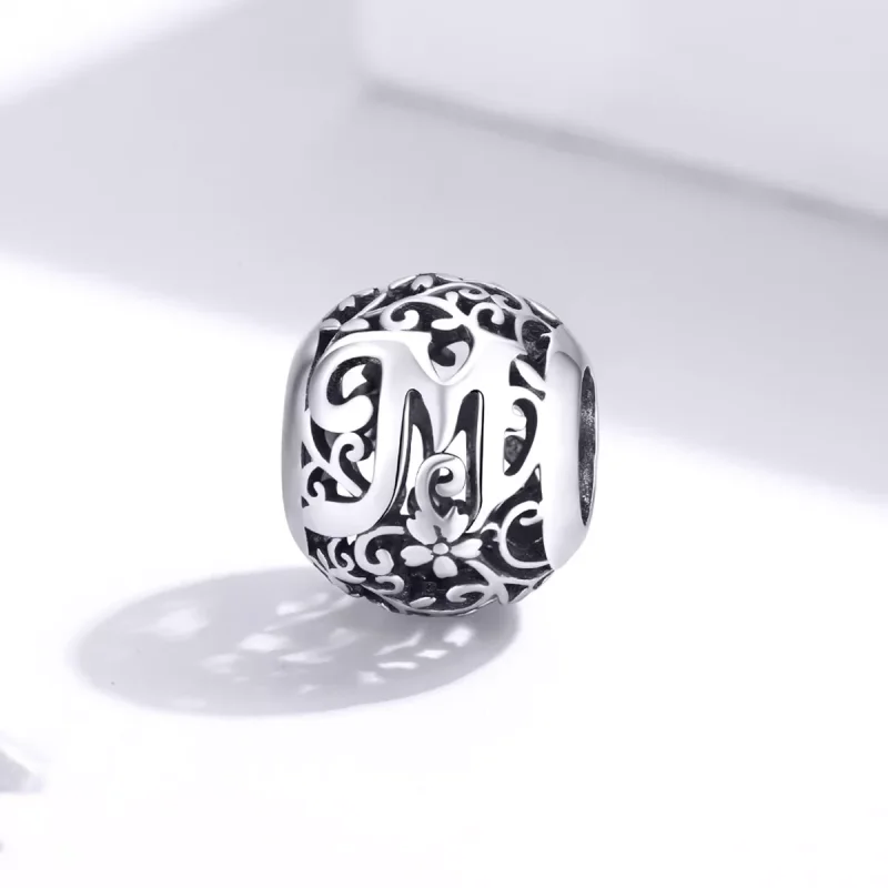 (bild till) Pandora Stil Berlock Openwork Flower Letter M - Scc1444-M - View 2