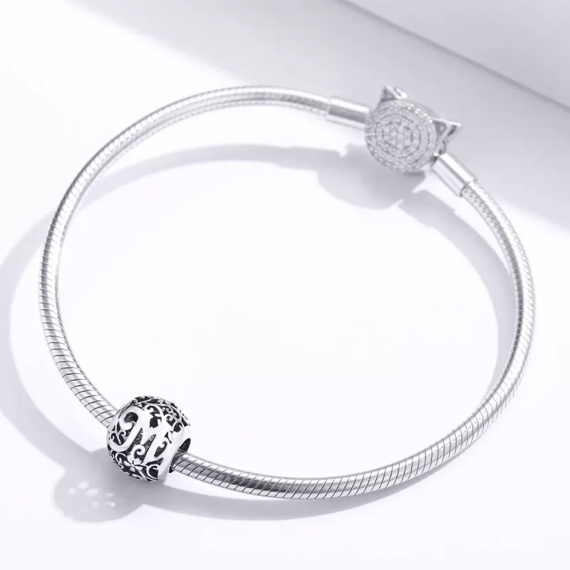 (bild till) Pandora Stil Berlock Openwork Flower Letter M - Scc1444-M - View 3