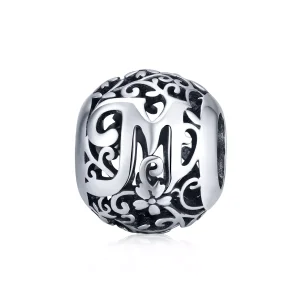 (bild till) Pandora Stil Berlock Openwork Flower Letter M - Scc1444-M