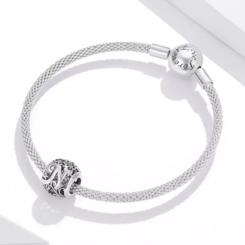 (bild till) Pandora Stil Berlock Openwork Flower Letter N - Scc1444-N - View 3