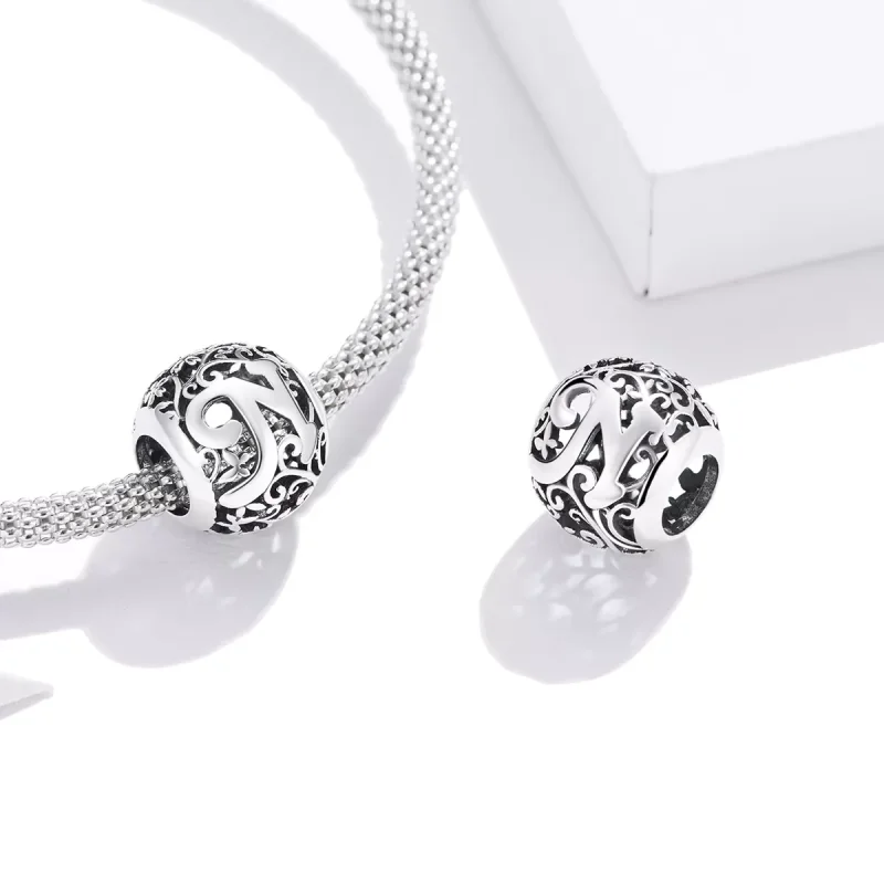 (bild till) Pandora Stil Berlock Openwork Flower Letter N - Scc1444-N - View 4
