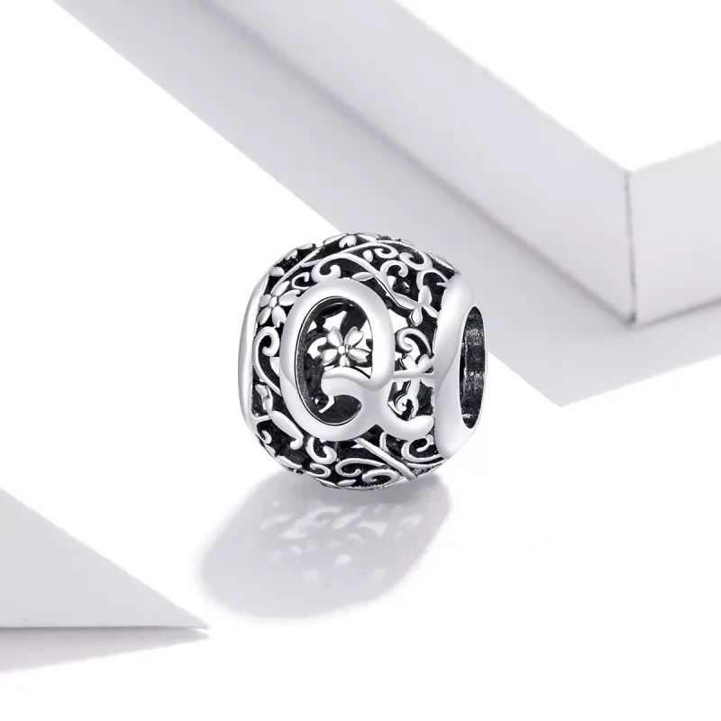 (bild till) Pandora Stil Berlock Openwork Flower Letter Q - Scc1444-Q - View 2