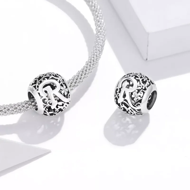 (bild till) Pandora Stil Berlock Openwork Flower Letter R - Scc1444-R - View 4
