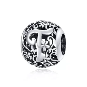 (bild till) Pandora Stil Berlock Openwork Flower Letter T - Scc1444-T