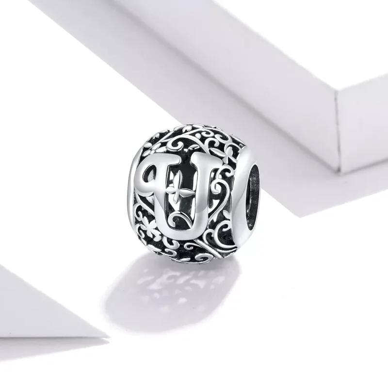 (bild till) Pandora Stil Berlock Openwork Flower Letter U - Scc1444-U - View 2