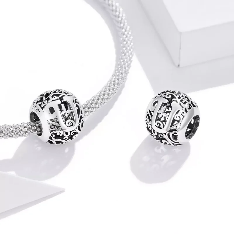 (bild till) Pandora Stil Berlock Openwork Flower Letter U - Scc1444-U - View 4