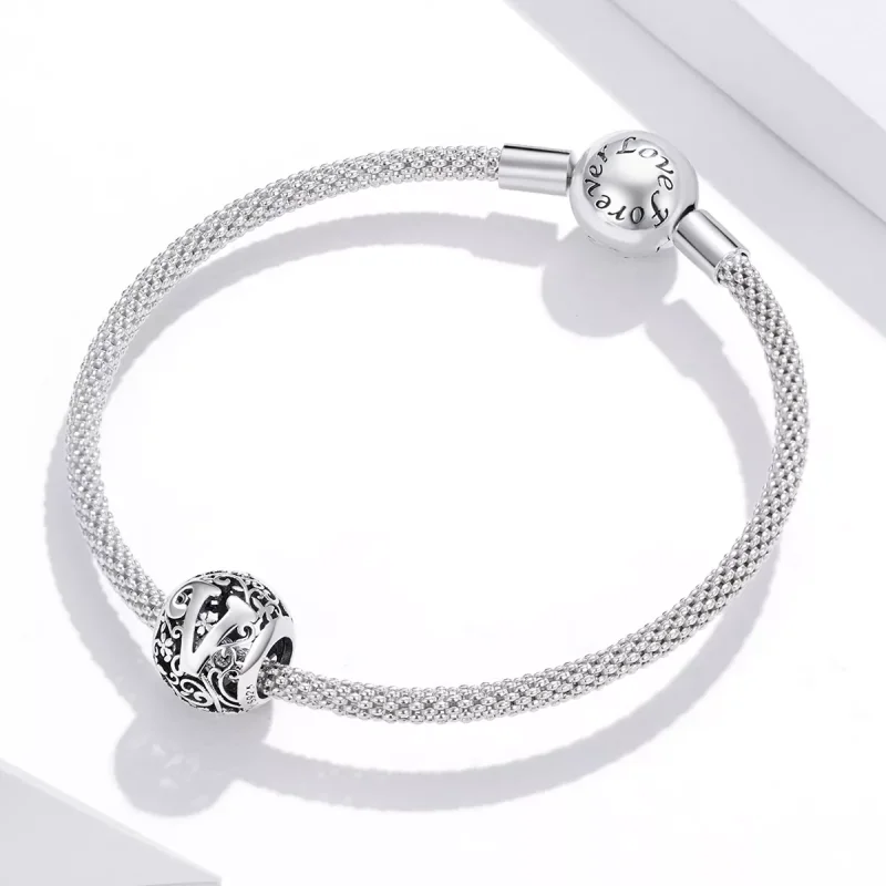 (bild till) Pandora Stil Berlock Openwork Flower Letter V - Scc1444-V - View 3