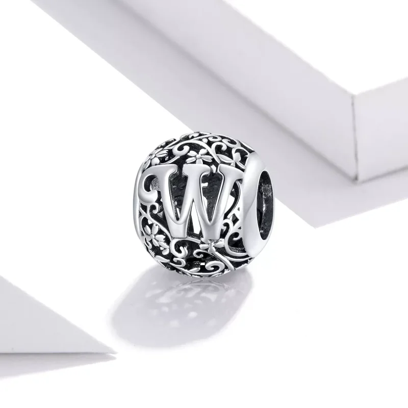 (bild till) Pandora Stil Berlock Openwork Flower Letter W - Scc1444-W - View 2