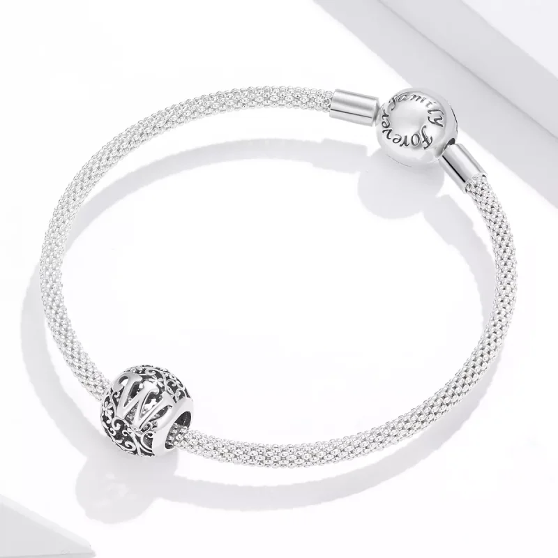 (bild till) Pandora Stil Berlock Openwork Flower Letter W - Scc1444-W - View 3