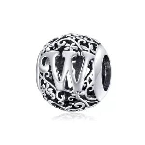 (bild till) Pandora Stil Berlock Openwork Flower Letter W - Scc1444-W