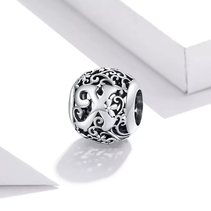 (bild till) Pandora Stil Berlock Openwork Flower Letter X - Scc1444-X - View 2