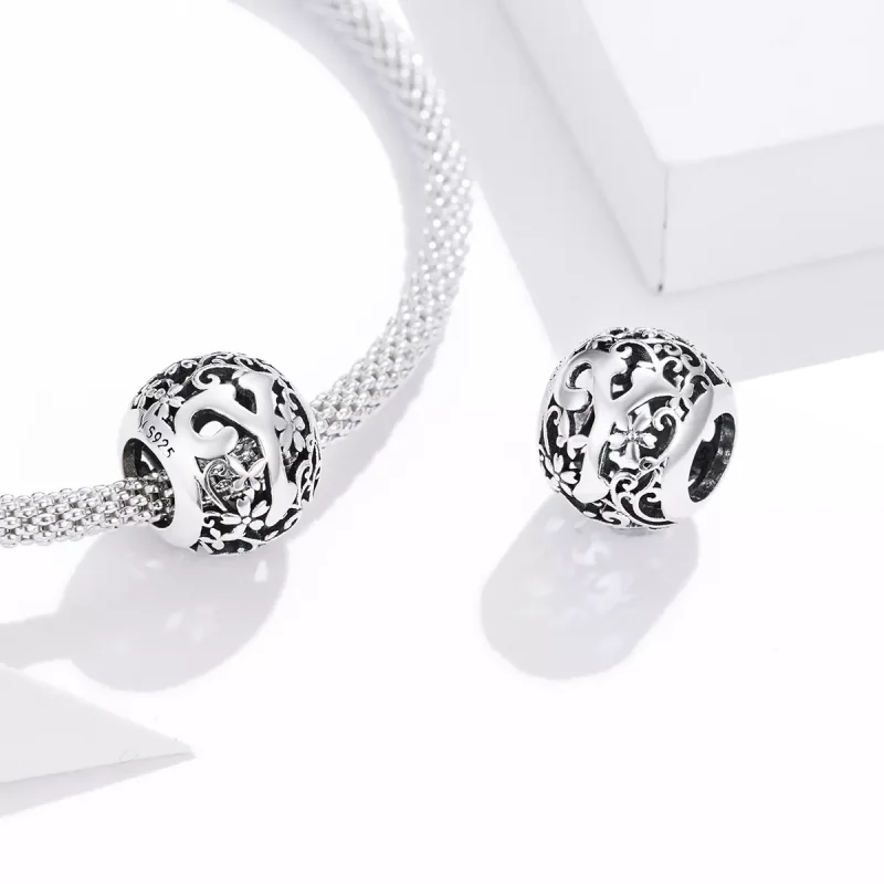 (bild till) Pandora Stil Berlock Openwork Flower Letter Y - Scc1444-Y - View 4