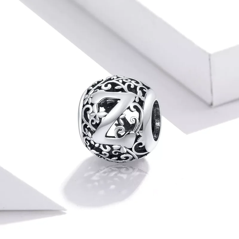 (bild till) Pandora Stil Berlock Openwork Flower Letter Z - Scc1444-Z - View 2