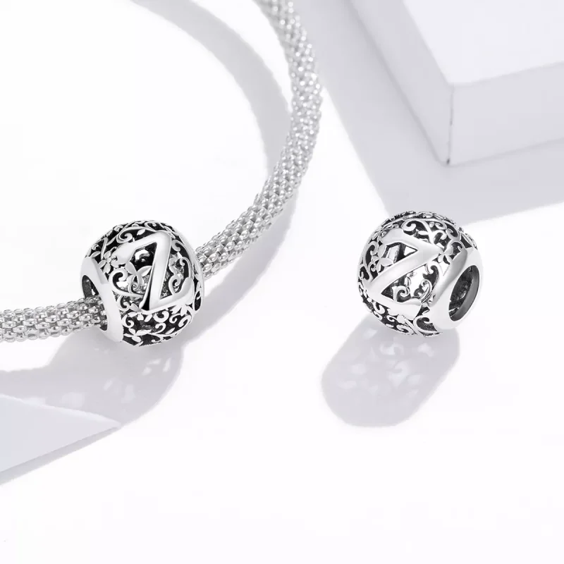 (bild till) Pandora Stil Berlock Openwork Flower Letter Z - Scc1444-Z - View 4