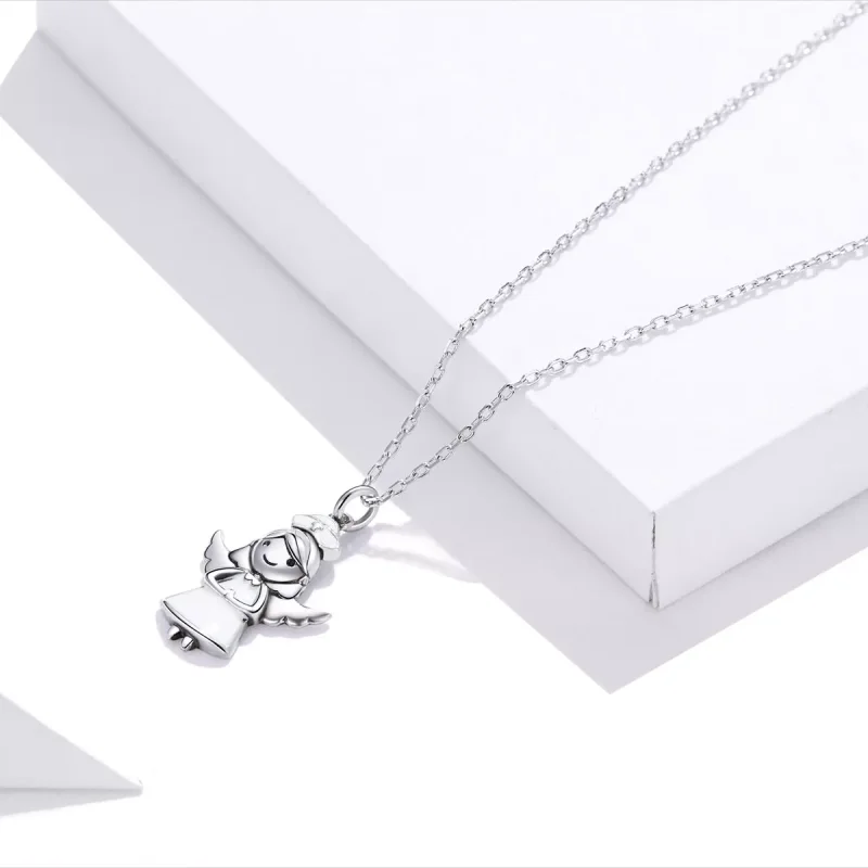 (bild till) Pandora Stil Halsband Ängel I Vitt - Scn425 - View 2