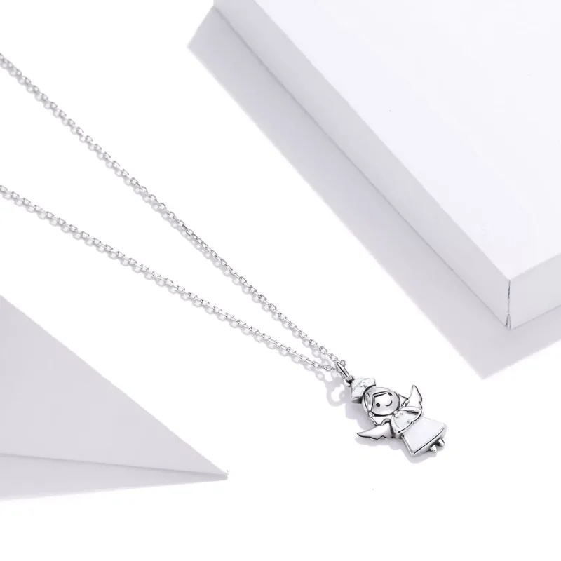(bild till) Pandora Stil Halsband Ängel I Vitt - Scn425 - View 3