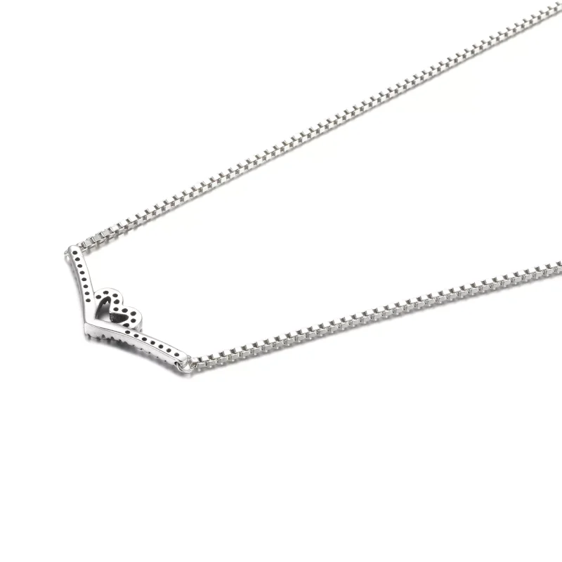 (bild till) Glittrande Wishbone Heart Collier Halsband - View 3