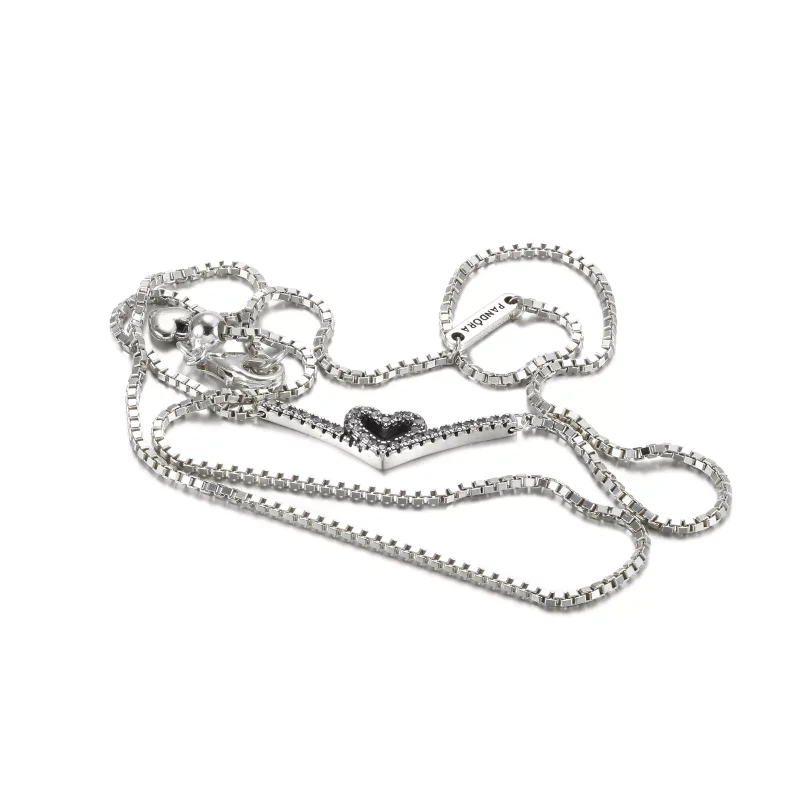 (bild till) Glittrande Wishbone Heart Collier Halsband - View 5