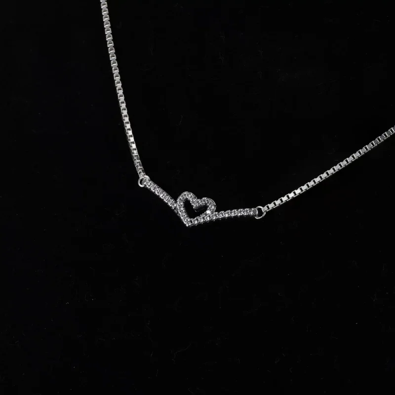 (bild till) Glittrande Wishbone Heart Collier Halsband - View 6