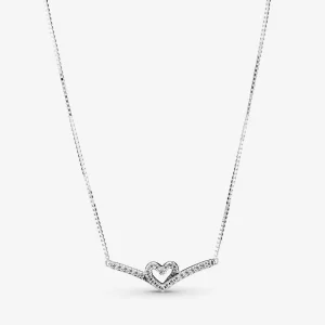 (bild till) Glittrande Wishbone Heart Collier Halsband