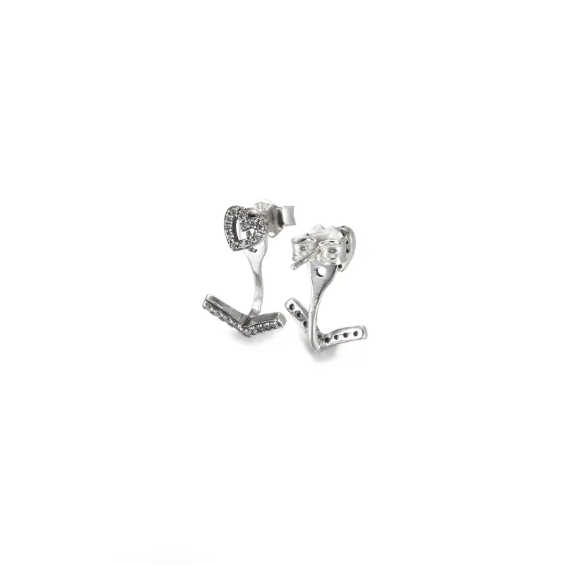 (bild till) Glittrande Wishbone Heart Stiftörhängen - 299280C01 - View 3