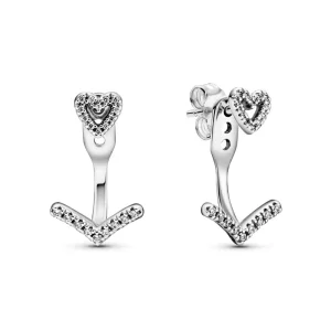 (bild till) Glittrande Wishbone Heart Stiftörhängen - 299280C01