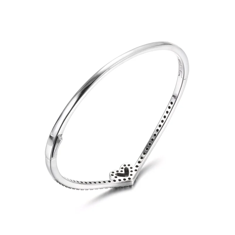 (bild till) Gnistrande Wishbone Heart Armring - 599297C01 - View 4