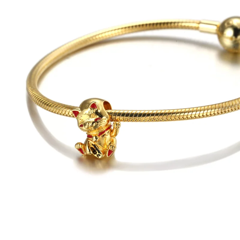 (bild till) Pandora Berlock Söt Fortune Cat 14 Karats Guldpläterad - 769271C01 - View 5