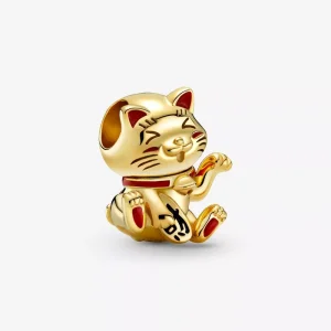 (bild till) Pandora Berlock Söt Fortune Cat 14 Karats Guldpläterad - 769271C01