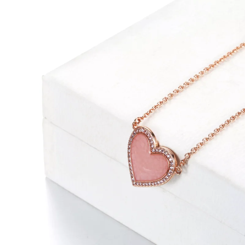 (bild till) Pandora Halsband Rosa Virvelhjärta 14 Karat Roséguld - 389279C01 - View 3