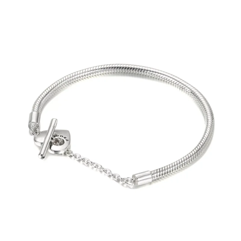 (bild till) Pandora Moments Heart T-Stav Ormkedjearmband - 599285C00 - View 2