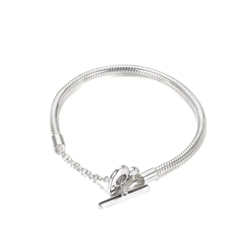(bild till) Pandora Moments Heart T-Stav Ormkedjearmband - 599285C00 - View 3
