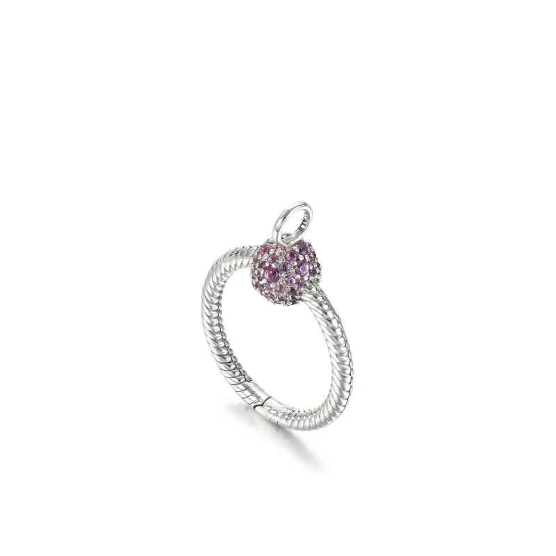 (bild till) Pandora Moments Litet Rosa Pavé O Hängsmycke - View 2