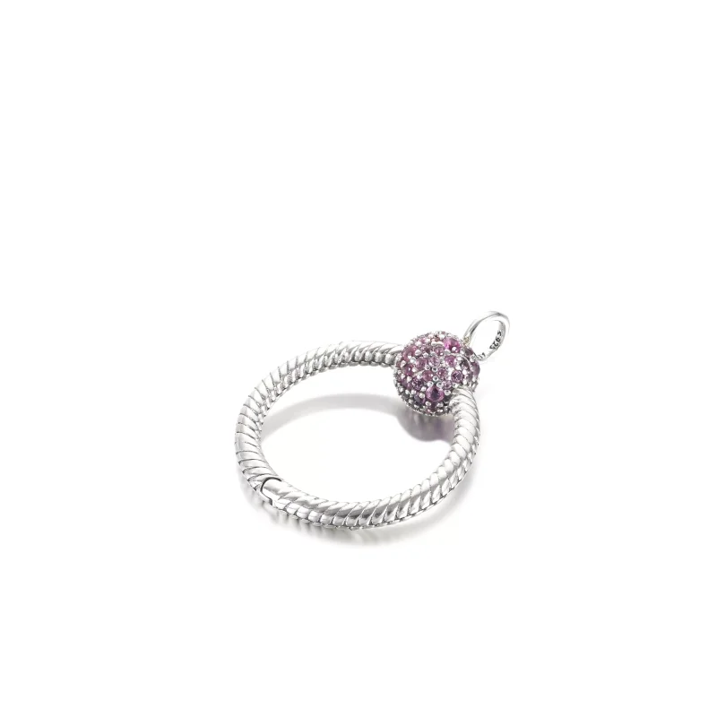 (bild till) Pandora Moments Litet Rosa Pavé O Hängsmycke - View 3