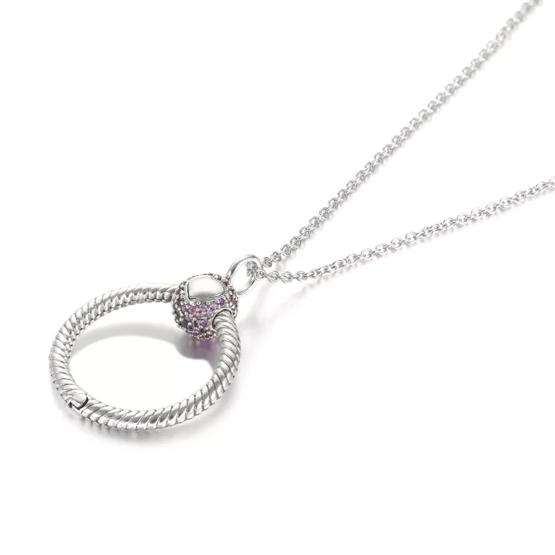 (bild till) Pandora Moments Litet Rosa Pavé O Hängsmycke - View 5