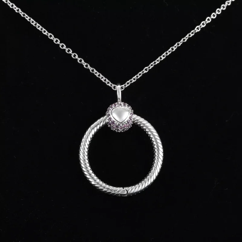(bild till) Pandora Moments Litet Rosa Pavé O Hängsmycke - View 6